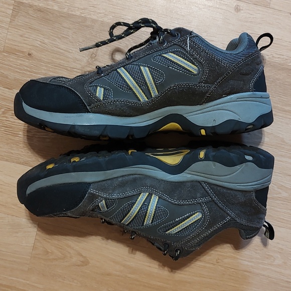 🏔️ Khombu Mens Brown Gray Leather/Manmade Lace-Up Hiking Athletic Shoes Size 8 - Picture 1 of 10